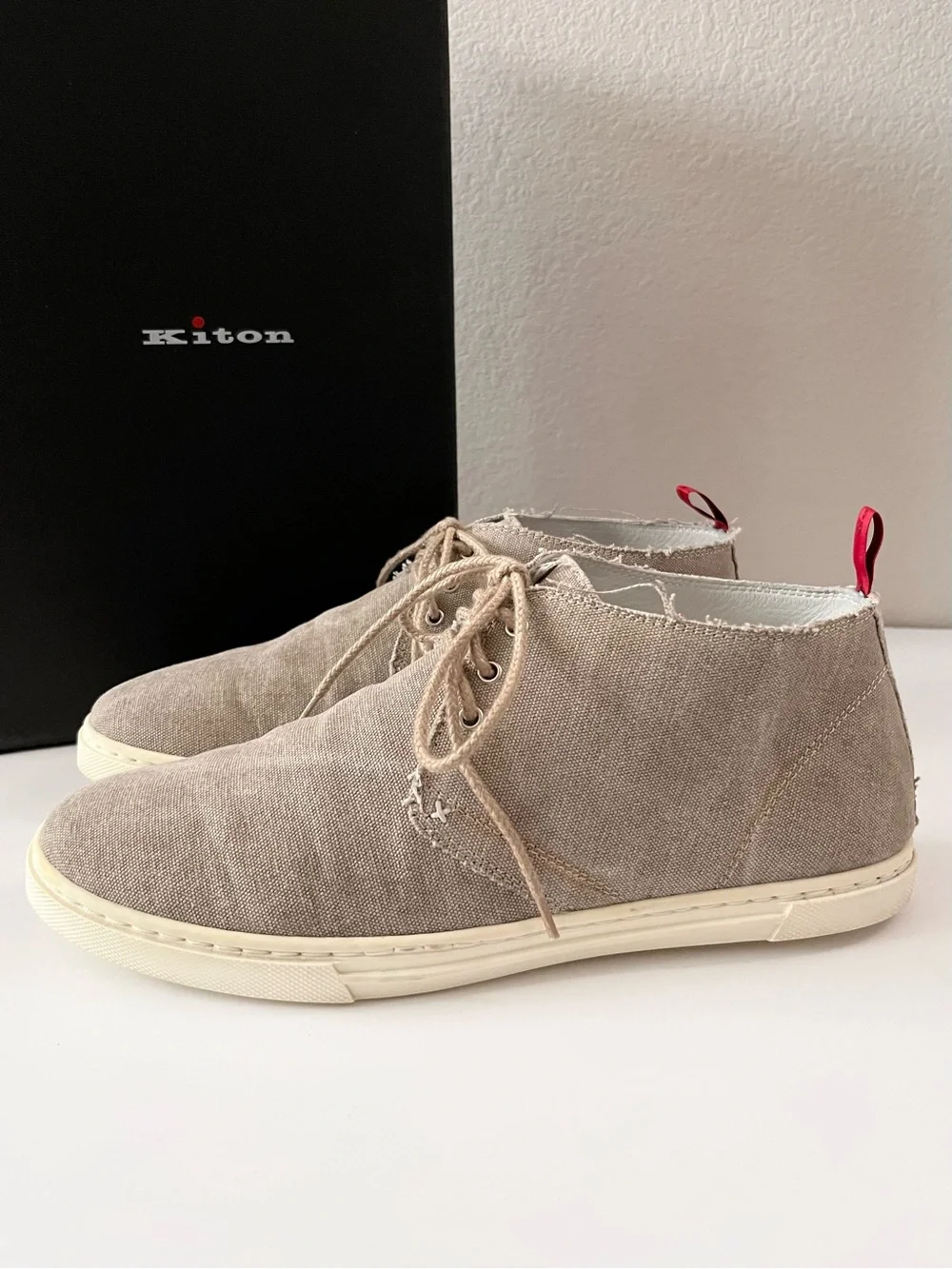 Kiton linen lace up chukka sneakers